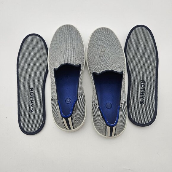 Rothys The Original Slip On Anchor Knit Blue Slip On Sneaker Womens Size 8.5 - Picture 4 of 7